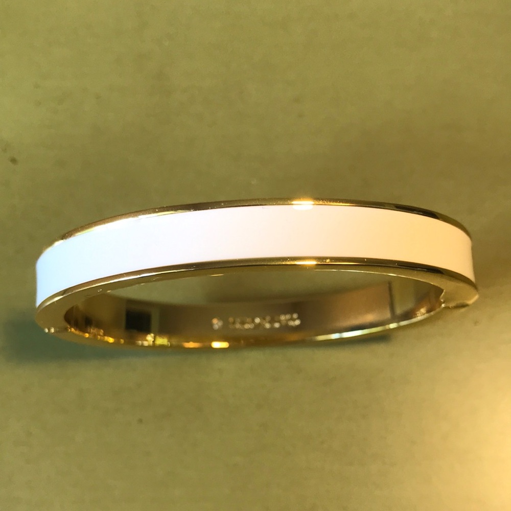 NWOT Talbots TWO Enamel Bangle Bracelets, One Red, One White, w/Gold Finish - Picture 3 of 7